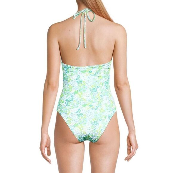 RAMY BROOK Floral Halter One Piece Swimsuit in White Multi NWT Size Small - Picture 2 of 7